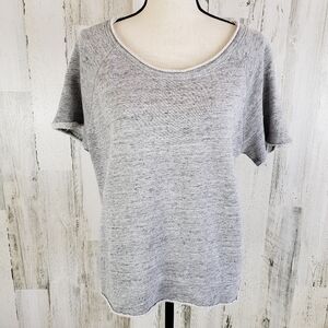 Chaser Gray Short Sleeve Linen Sweatshirt Size Large